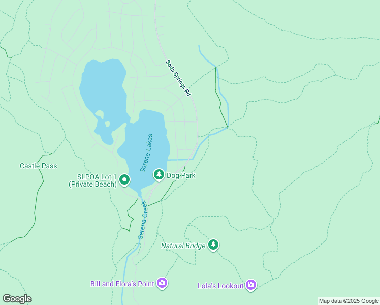 map of restaurants, bars, coffee shops, grocery stores, and more near 1141 Soda Springs Road in Norden