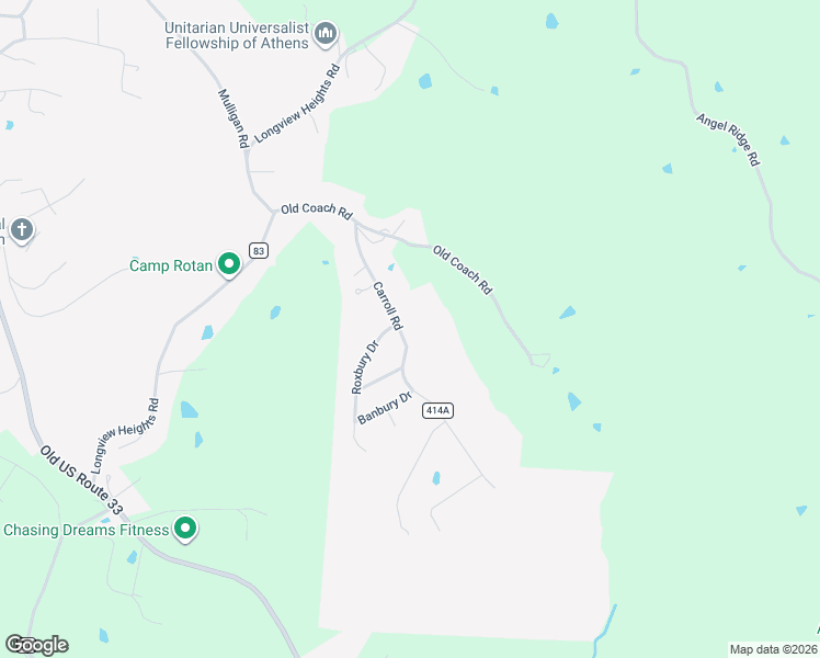 map of restaurants, bars, coffee shops, grocery stores, and more near 332 Carroll Road in Athens