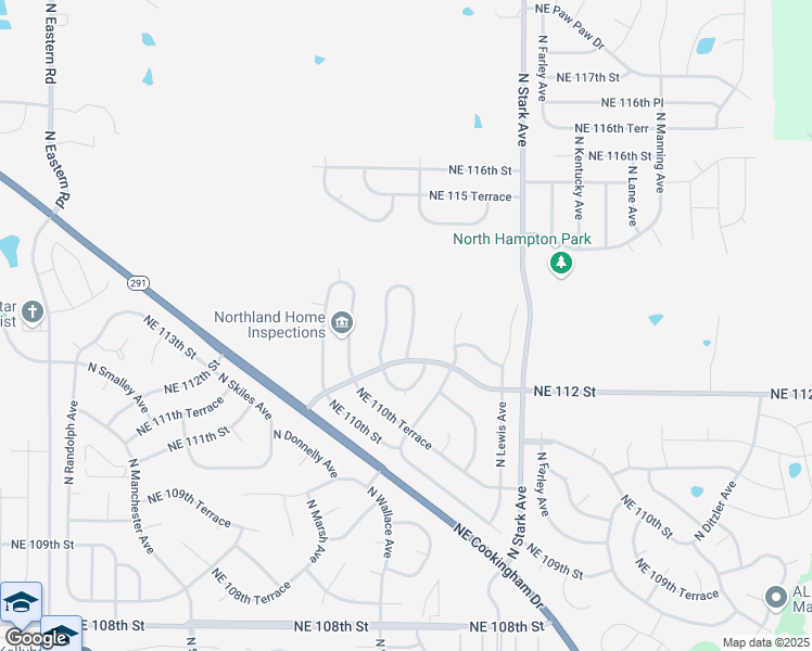 map of restaurants, bars, coffee shops, grocery stores, and more near 11212 North Booth Avenue in Kansas City