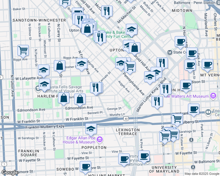 map of restaurants, bars, coffee shops, grocery stores, and more near 101 Independence Avenue Southeast in Washington