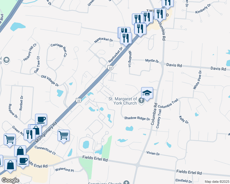 map of restaurants, bars, coffee shops, grocery stores, and more near 3401 Saint George's Way in Loveland