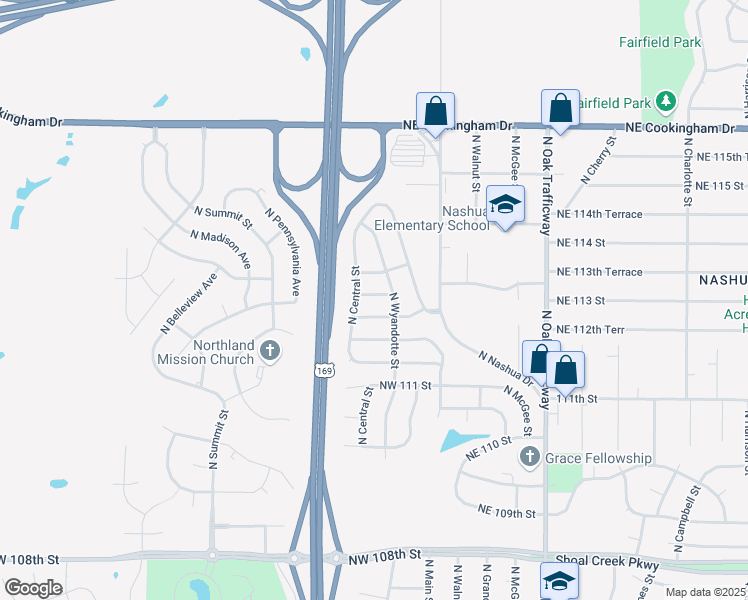 map of restaurants, bars, coffee shops, grocery stores, and more near 206 Northwest 113 Street in Kansas City