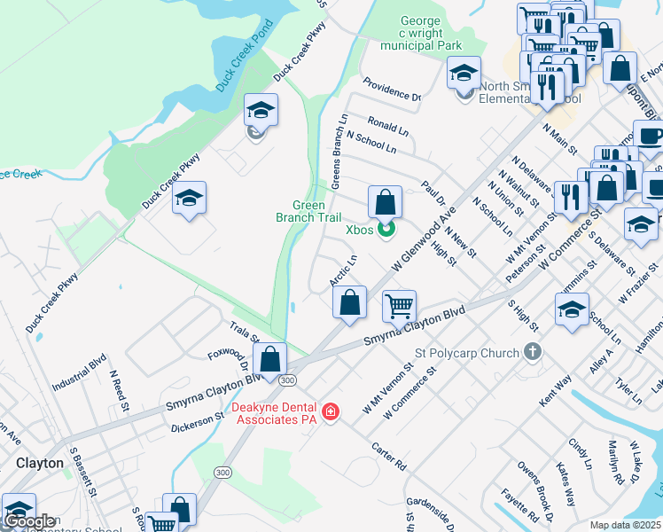 map of restaurants, bars, coffee shops, grocery stores, and more near 518 Greens Branch Lane in Smyrna