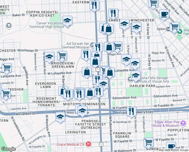 map of restaurants, bars, coffee shops, grocery stores, and more near 101 Independence Avenue Southeast in Washington