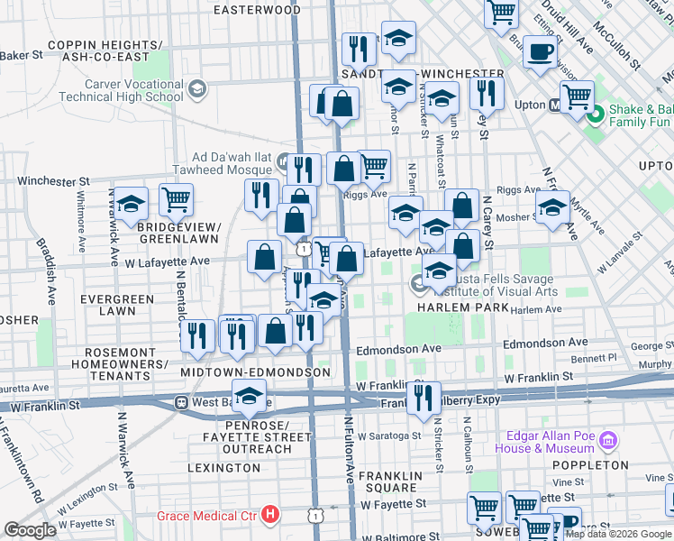 map of restaurants, bars, coffee shops, grocery stores, and more near 101 Independence Avenue Southeast in Washington