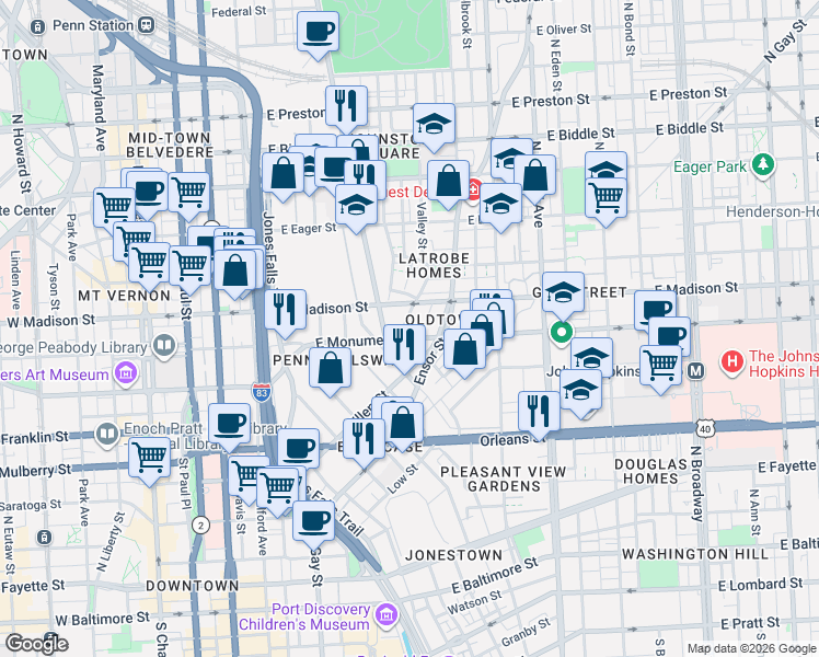 map of restaurants, bars, coffee shops, grocery stores, and more near 101 Independence Avenue Southeast in Washington