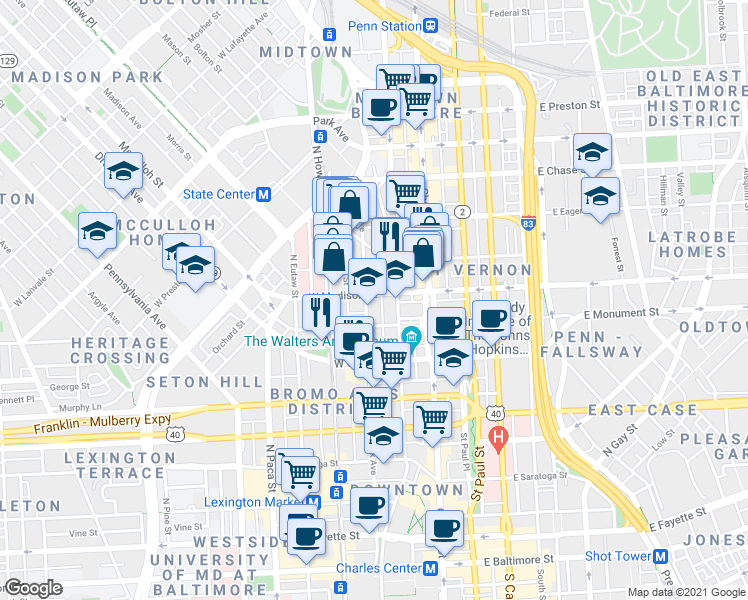 map of restaurants, bars, coffee shops, grocery stores, and more near 101 Independence Avenue Southeast in Washington