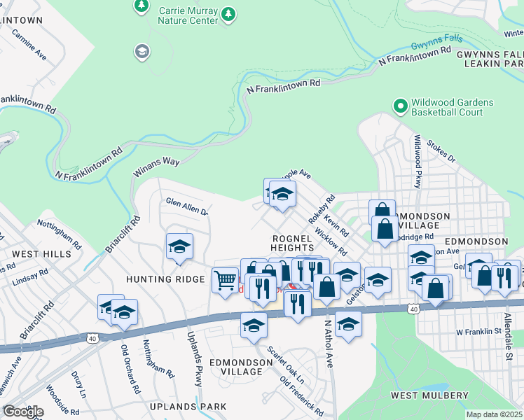 map of restaurants, bars, coffee shops, grocery stores, and more near 4310 Seminole Avenue in Baltimore