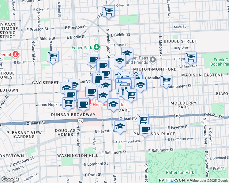 map of restaurants, bars, coffee shops, grocery stores, and more near 101 Independence Avenue Southeast in Washington