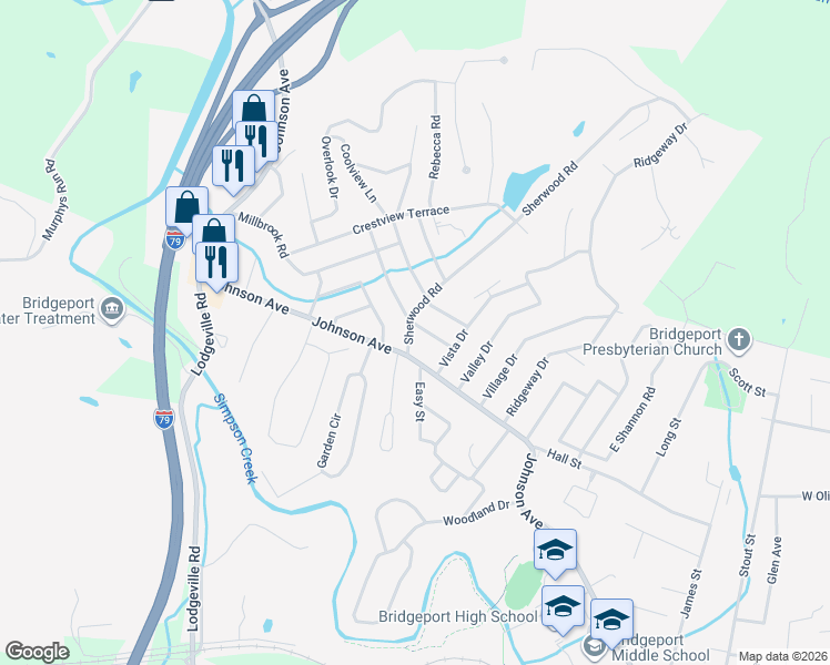 map of restaurants, bars, coffee shops, grocery stores, and more near 119-121 Sherwood Rd in Bridgeport