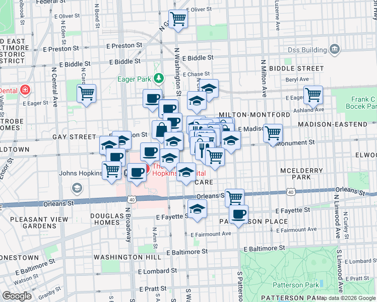 map of restaurants, bars, coffee shops, grocery stores, and more near 101 Independence Avenue Southeast in Washington