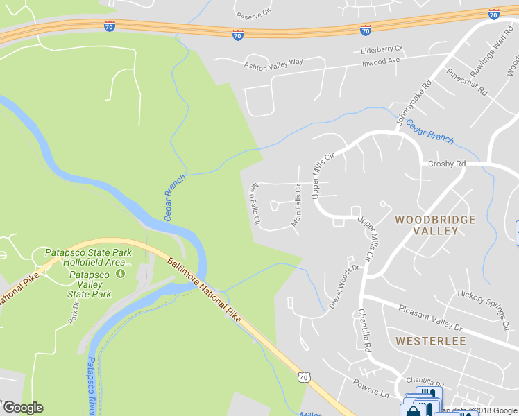 map of restaurants, bars, coffee shops, grocery stores, and more near 7901 Main Falls Circle in Catonsville