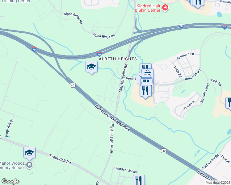 map of restaurants, bars, coffee shops, grocery stores, and more near 11537 Kirkleigh Drive in Ellicott City