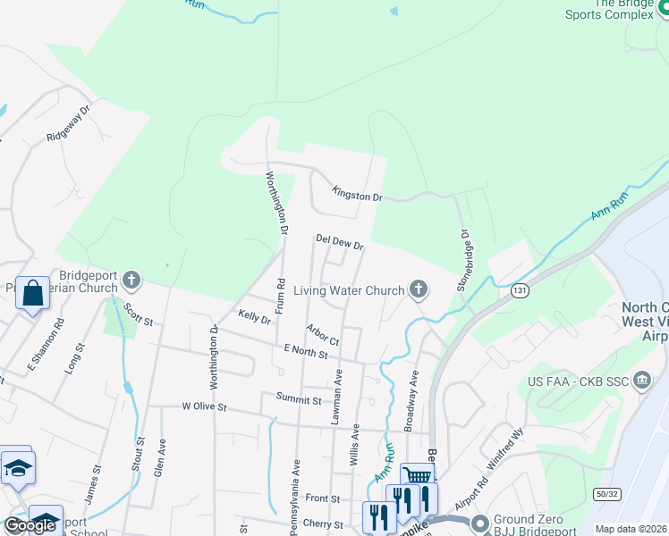 map of restaurants, bars, coffee shops, grocery stores, and more near 609A Hickory Lane in Bridgeport