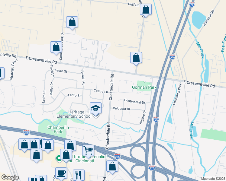 map of restaurants, bars, coffee shops, grocery stores, and more near 12112 Chesterdale Road in Cincinnati