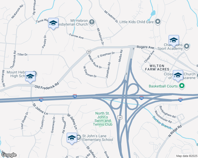 map of restaurants, bars, coffee shops, grocery stores, and more near 9209 West Stayman Drive in Ellicott City