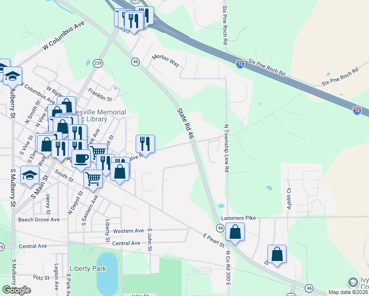 map of restaurants, bars, coffee shops, grocery stores, and more near 1039 Tekulve Road in Batesville