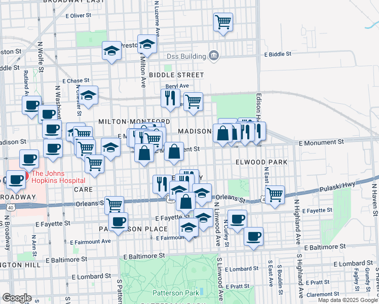 map of restaurants, bars, coffee shops, grocery stores, and more near 101 Independence Avenue Southeast in Washington