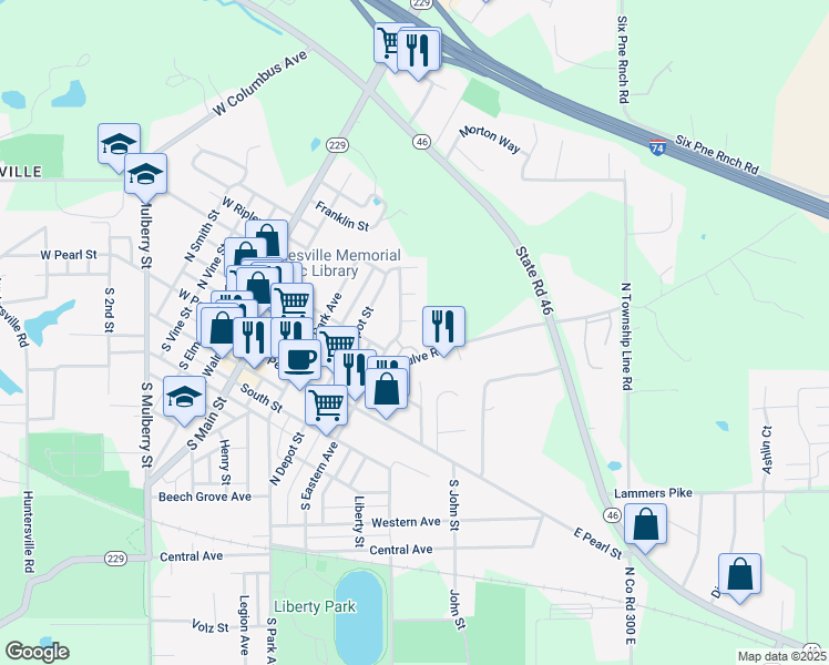map of restaurants, bars, coffee shops, grocery stores, and more near 229 Country Club in Batesville