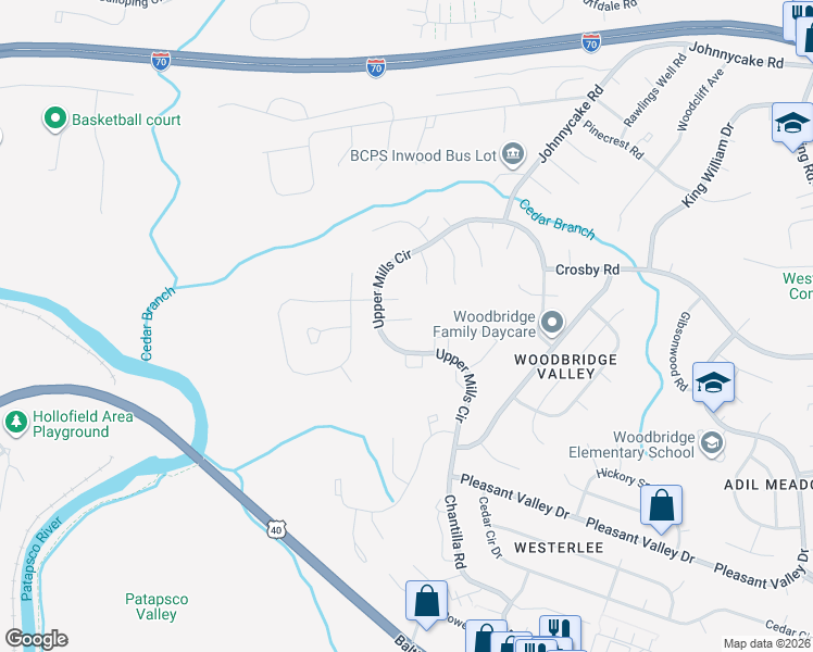 map of restaurants, bars, coffee shops, grocery stores, and more near 13 North Stead Court in Catonsville
