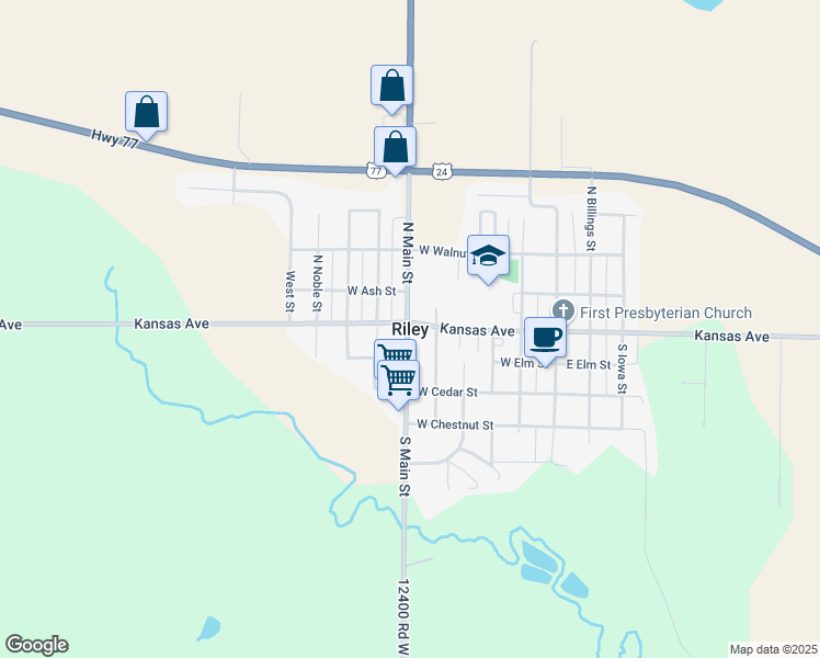 map of restaurants, bars, coffee shops, grocery stores, and more near in Riley