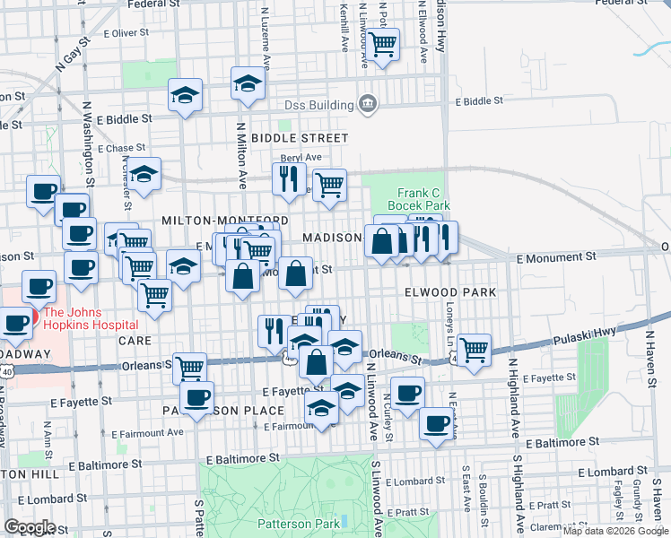 map of restaurants, bars, coffee shops, grocery stores, and more near 101 Independence Avenue Southeast in Washington