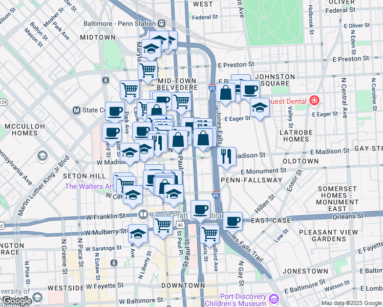 map of restaurants, bars, coffee shops, grocery stores, and more near 101 Independence Avenue Southeast in Washington
