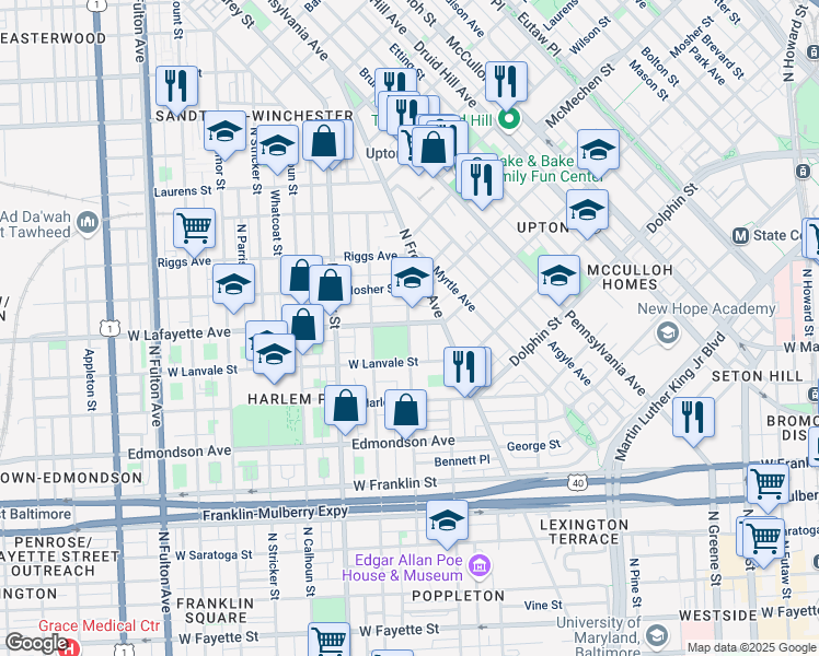 map of restaurants, bars, coffee shops, grocery stores, and more near 101 Independence Avenue Southeast in Washington