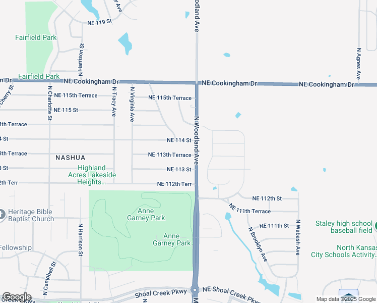 map of restaurants, bars, coffee shops, grocery stores, and more near 1706 Northeast 113th Terrace in Kansas City