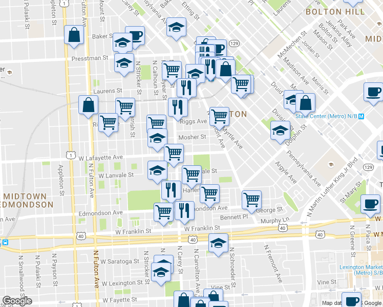 map of restaurants, bars, coffee shops, grocery stores, and more near 101 Independence Avenue Southeast in Washington