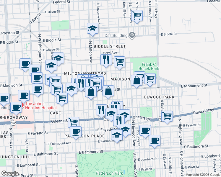 map of restaurants, bars, coffee shops, grocery stores, and more near 101 Independence Avenue Southeast in Washington