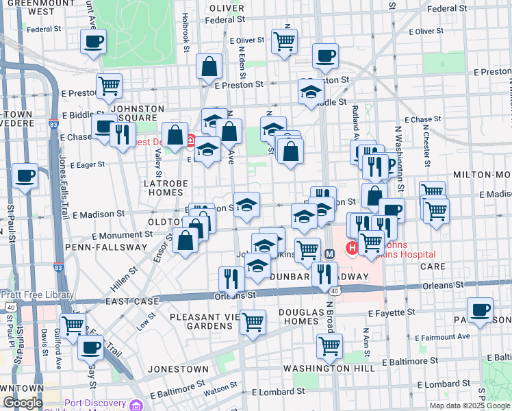 map of restaurants, bars, coffee shops, grocery stores, and more near 101 Independence Avenue Southeast in Washington