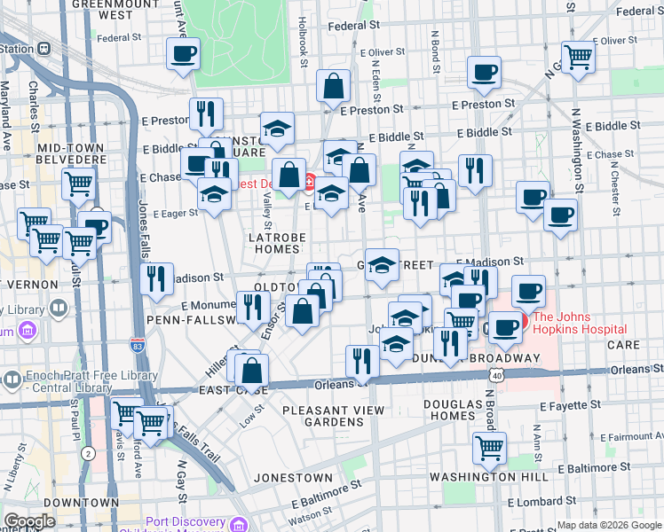 map of restaurants, bars, coffee shops, grocery stores, and more near 101 Independence Avenue Southeast in Washington