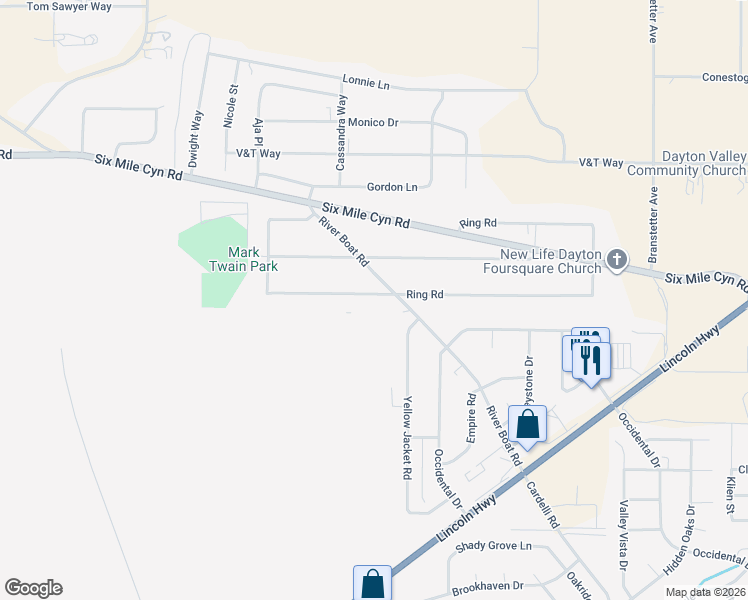 map of restaurants, bars, coffee shops, grocery stores, and more near 146 Ring Road in Dayton