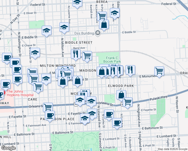 map of restaurants, bars, coffee shops, grocery stores, and more near 101 Independence Avenue Southeast in Washington