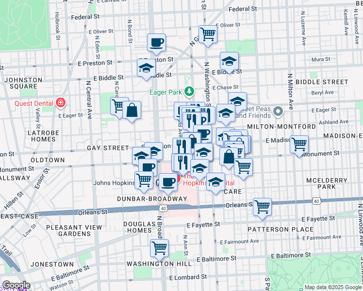 map of restaurants, bars, coffee shops, grocery stores, and more near 101 Independence Avenue Southeast in Washington