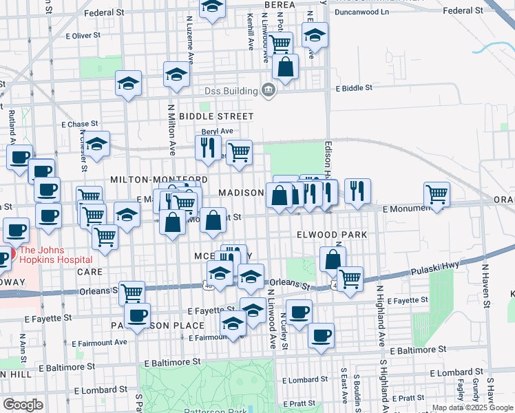 map of restaurants, bars, coffee shops, grocery stores, and more near 101 Independence Avenue Southeast in Washington