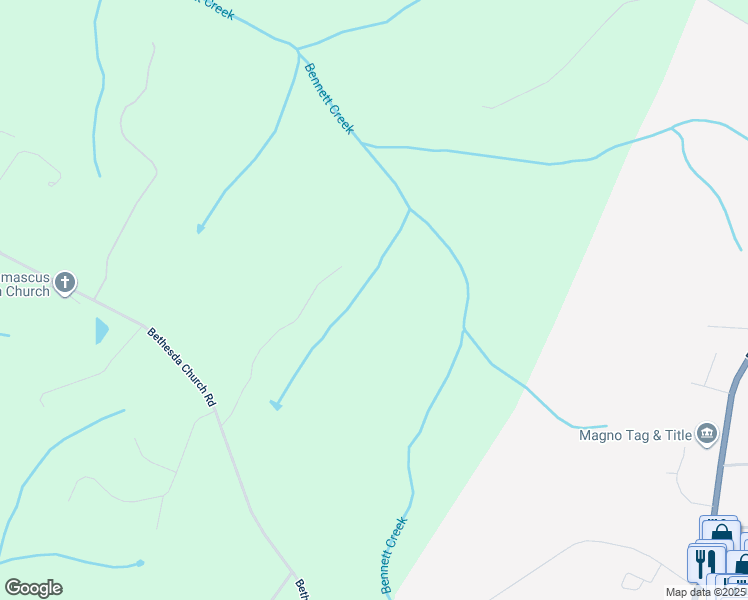 map of restaurants, bars, coffee shops, grocery stores, and more near 10895 Bethesda Church Road in Damascus