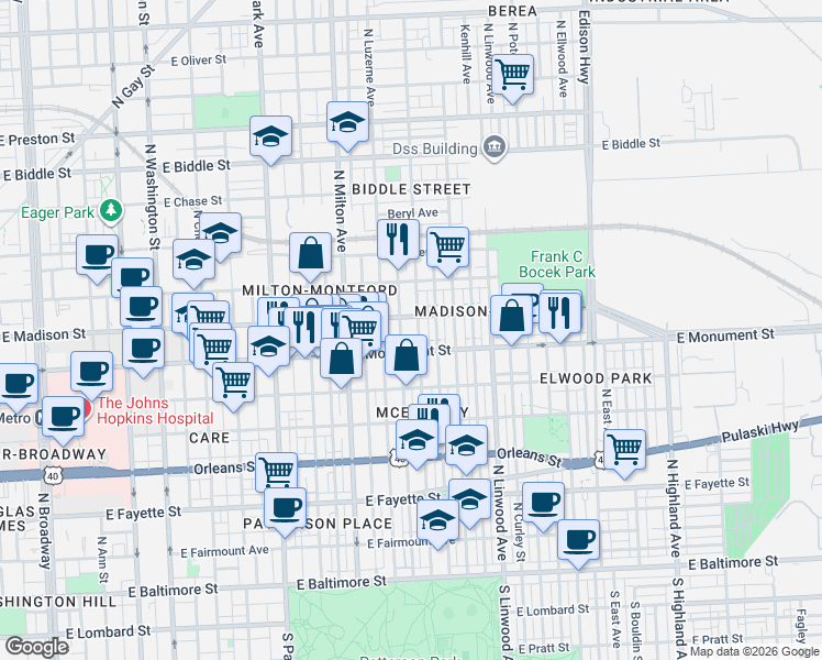 map of restaurants, bars, coffee shops, grocery stores, and more near 101 Independence Avenue Southeast in Washington