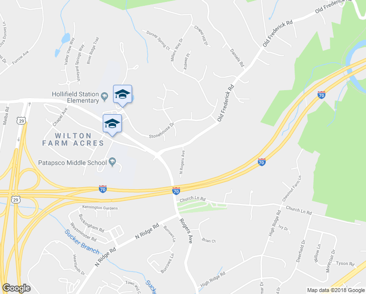 map of restaurants, bars, coffee shops, grocery stores, and more near 2605 North Rogers Avenue in Ellicott City