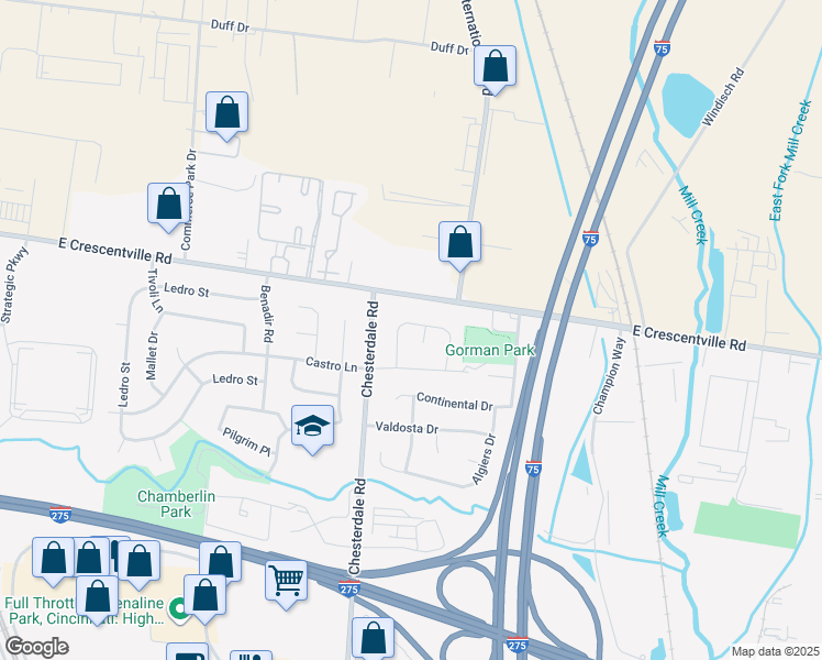 map of restaurants, bars, coffee shops, grocery stores, and more near 1512 Fawnvista Lane in Cincinnati