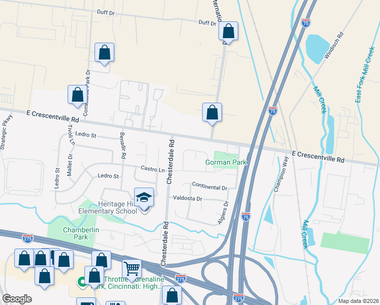 map of restaurants, bars, coffee shops, grocery stores, and more near 1515 Fawnvista Lane in Cincinnati