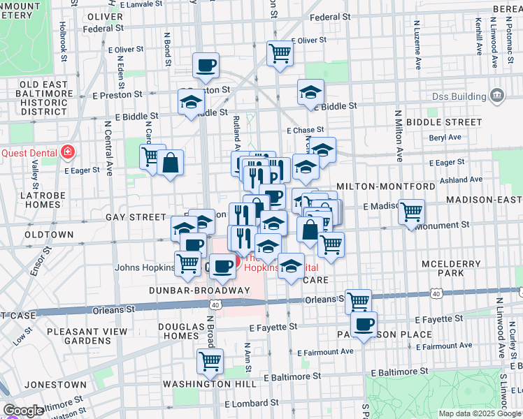 map of restaurants, bars, coffee shops, grocery stores, and more near 101 Independence Avenue Southeast in Washington