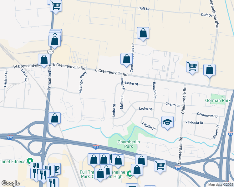 map of restaurants, bars, coffee shops, grocery stores, and more near 943 Ledro Street in Springdale