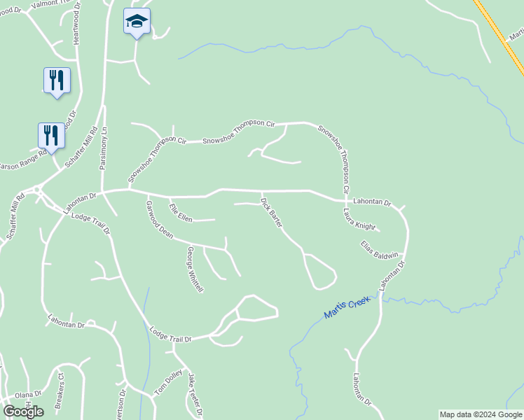 map of restaurants, bars, coffee shops, grocery stores, and more near 151 Bob Sherman in Truckee