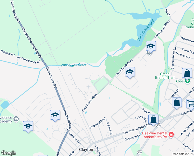 map of restaurants, bars, coffee shops, grocery stores, and more near 65 Pom Run Drive in Clayton