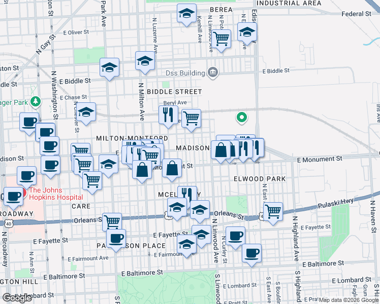 map of restaurants, bars, coffee shops, grocery stores, and more near 101 Independence Avenue Southeast in Washington