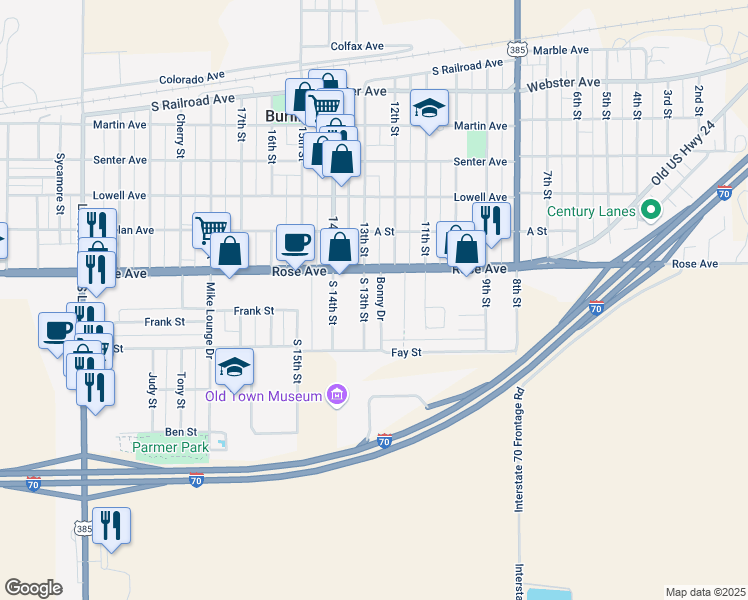 map of restaurants, bars, coffee shops, grocery stores, and more near 4 South 13th Street in Burlington