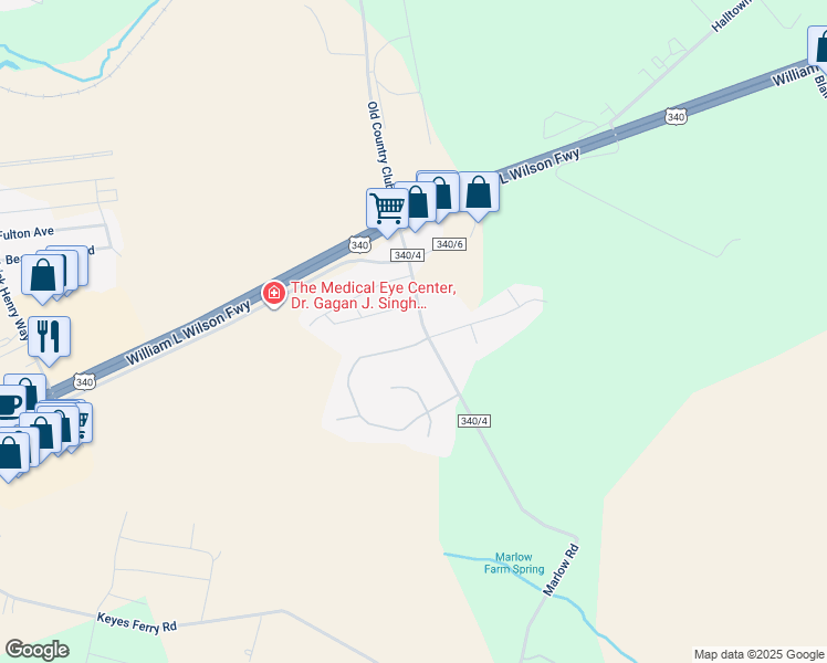 map of restaurants, bars, coffee shops, grocery stores, and more near 491 Pleasant Valley Drive in Charles Town