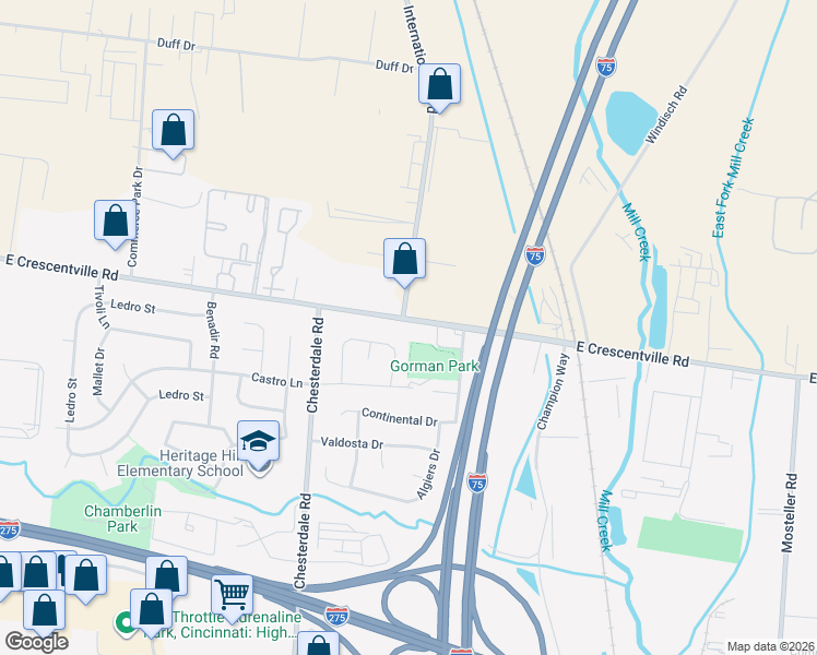 map of restaurants, bars, coffee shops, grocery stores, and more near 1552 Fawnvista Lane in Cincinnati